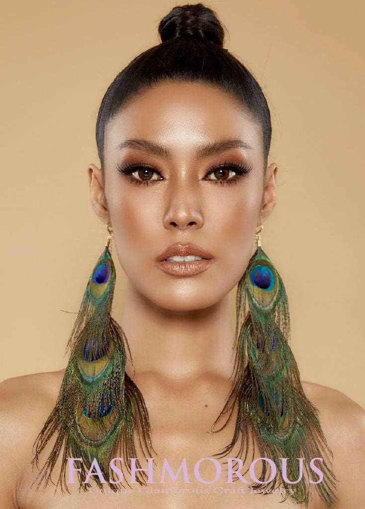 FASHMOROUS Boho Earrings for Women Dangling Peacock Feather Earrings Peacock Feather Earrings for Women