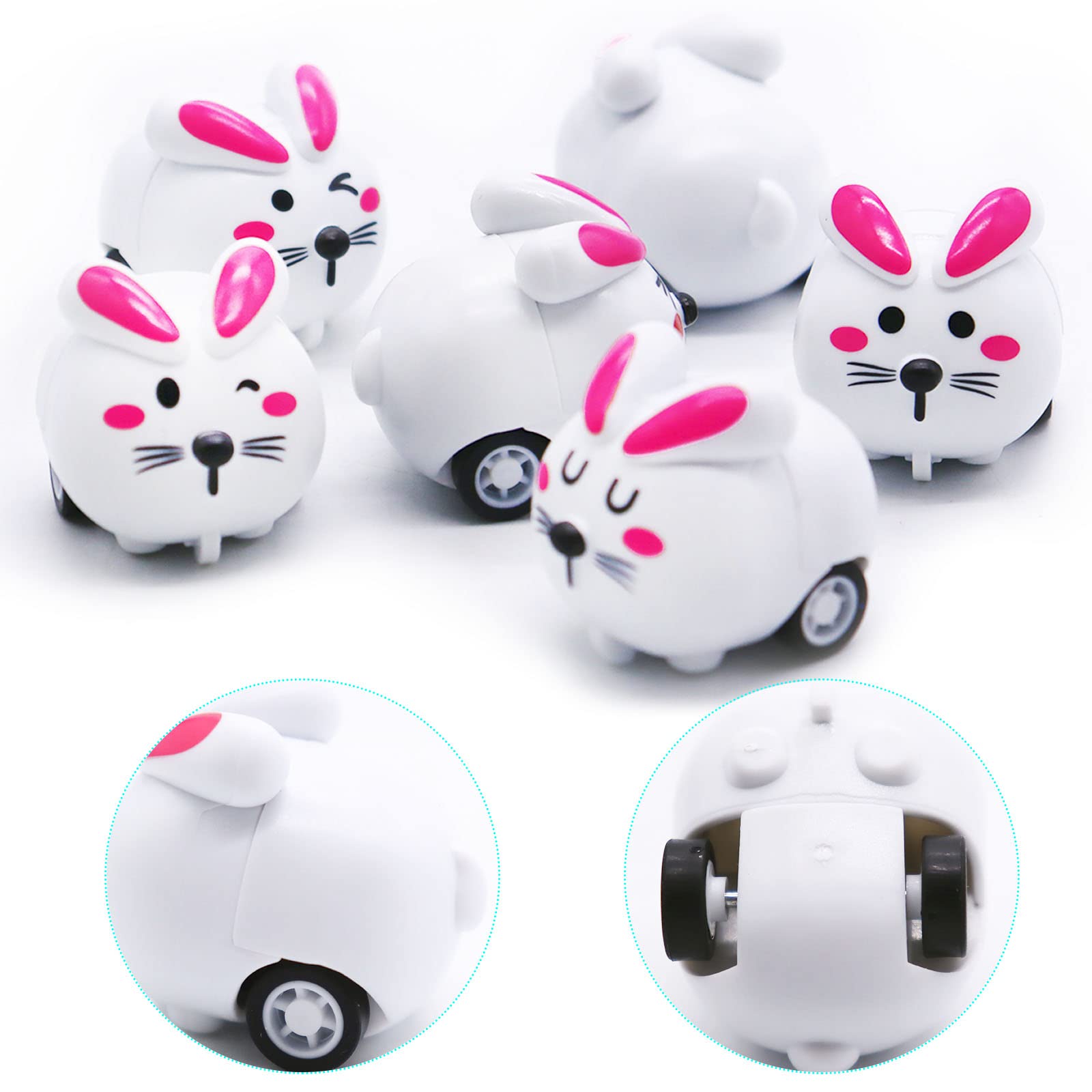 Qyyiguf 30 PCS Easter Rabbit Toy Cars,Rabbit Toys Pull Back Cars,Mini Bunny Toys for Easter Basket Stuffers,Easter Egg Stuffers,Party Favors,Classroom Prizes,Birthday Gifts,Kids,Girls,Boys