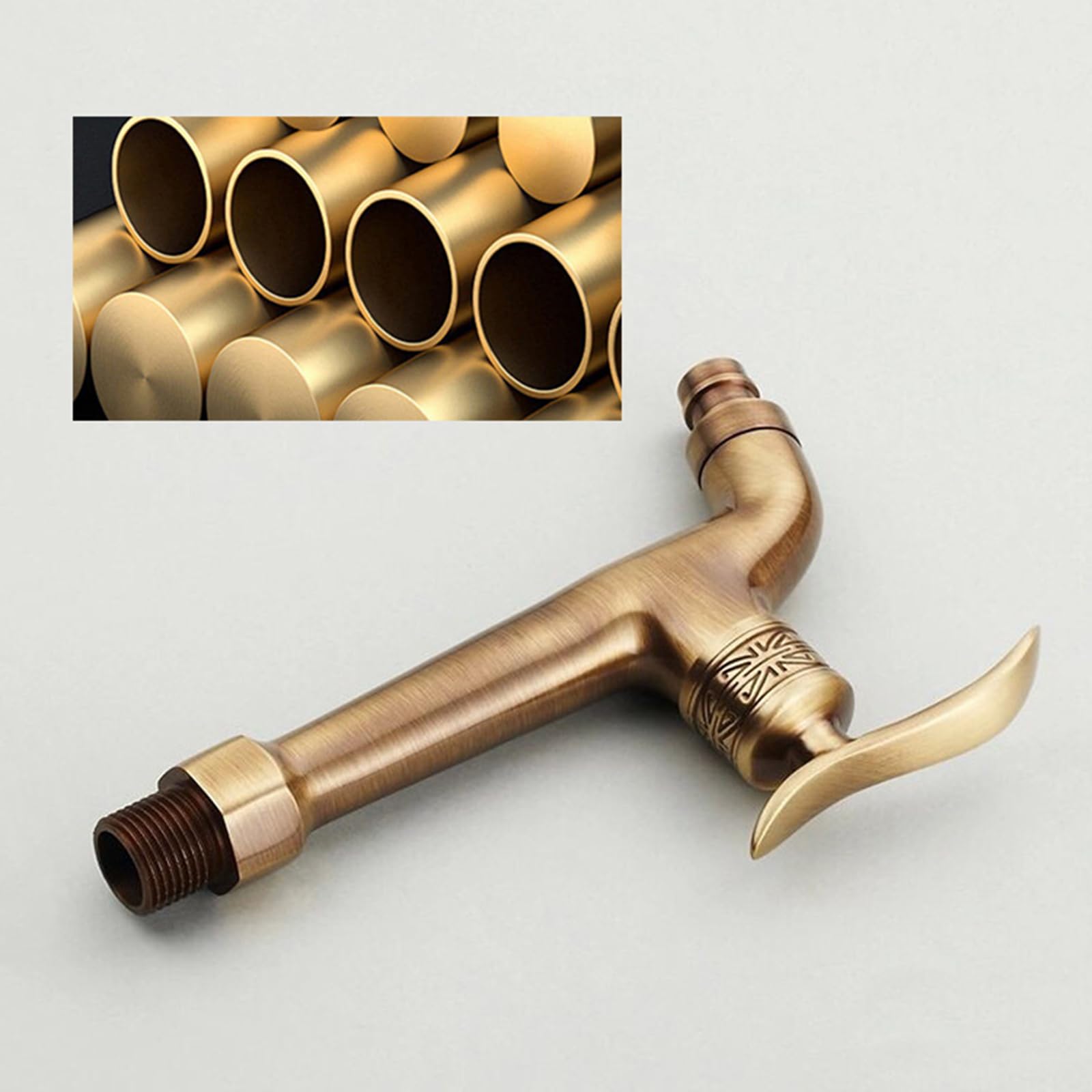 Grifo Terraza Exterior Pared Antiguo G1/2 Salida De Agua De conexión Rápida Grifo para Fregadero Exterior Agua Fria Latón Un Solo Orificio,10,6 cm