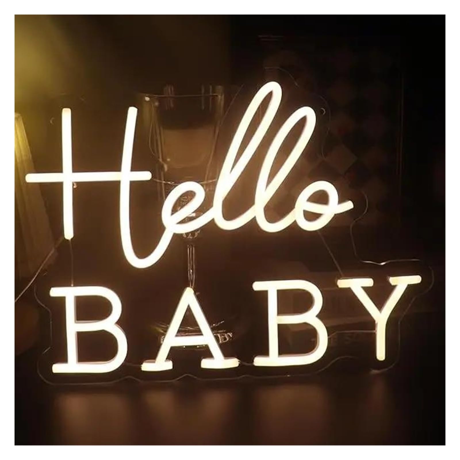 LEMST Sign Lamp Hello Baby Neon Sign Dimmable Light USB Powered for Bedroom Kids Room Birthday Party Aesthetics Decor 38cmx28cm