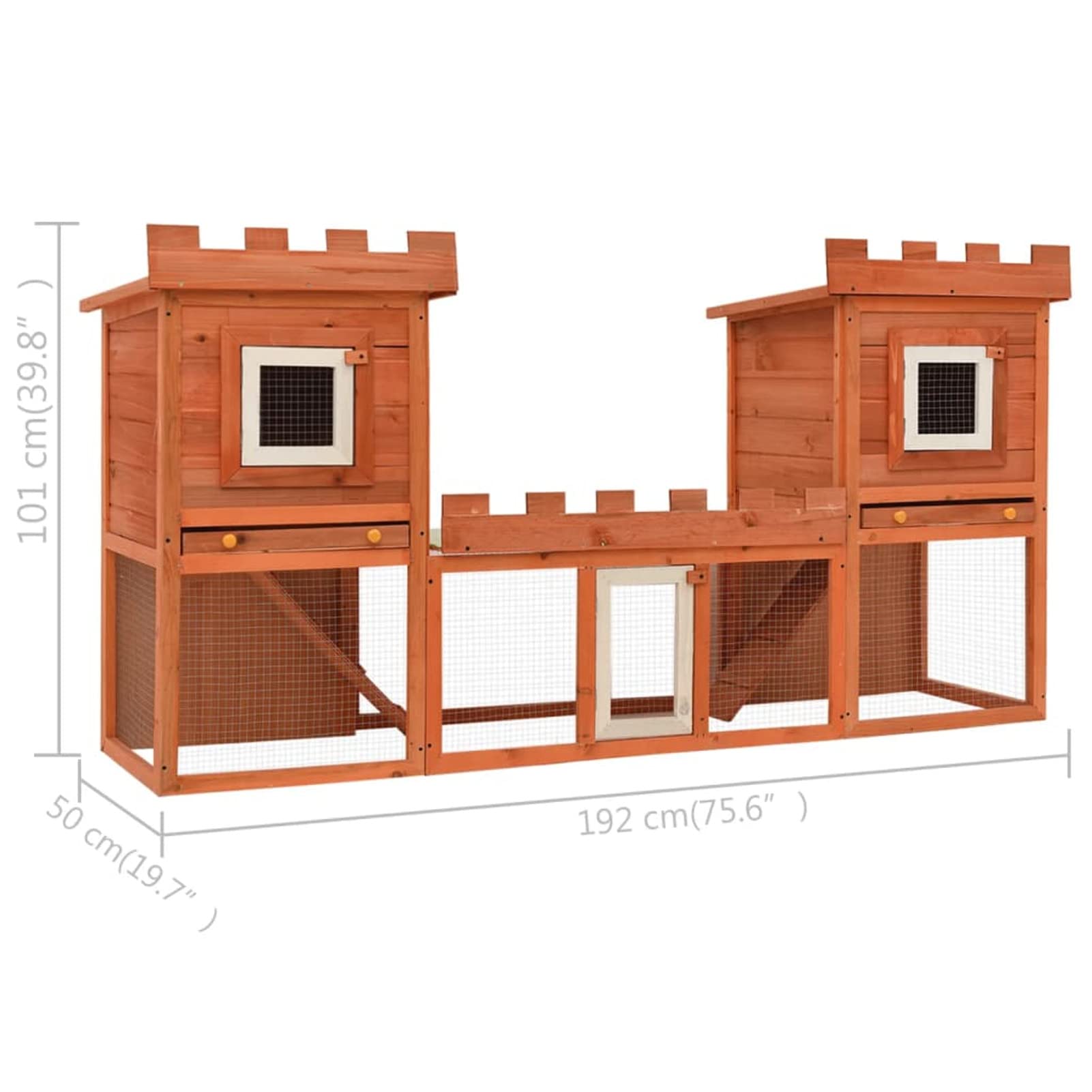Homgoday Jaula para conejos grande para exteriores, jaula para mascotas, casa doble, conejera y corral, conejera de madera al aire libre, casa de animales pequeños, jaula para mascotas, jaula para