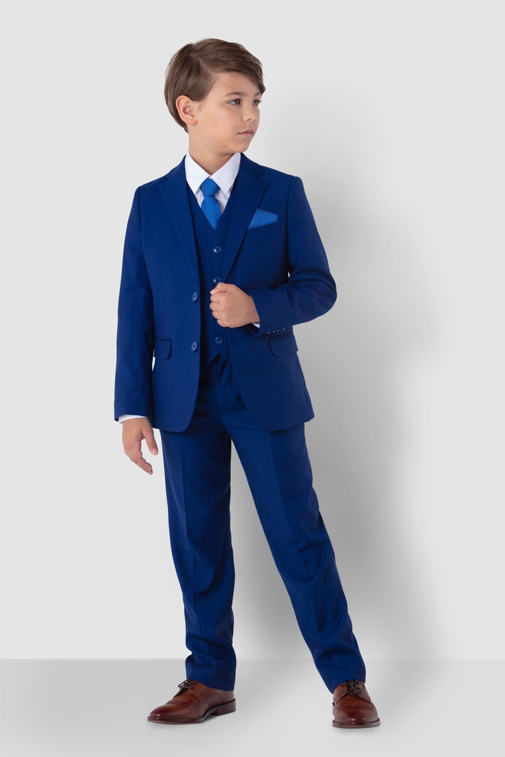 Festlicher Kinder Anzug Jungen Hochzeit Anzug Kommunionanzug 6-teilig Royalblau