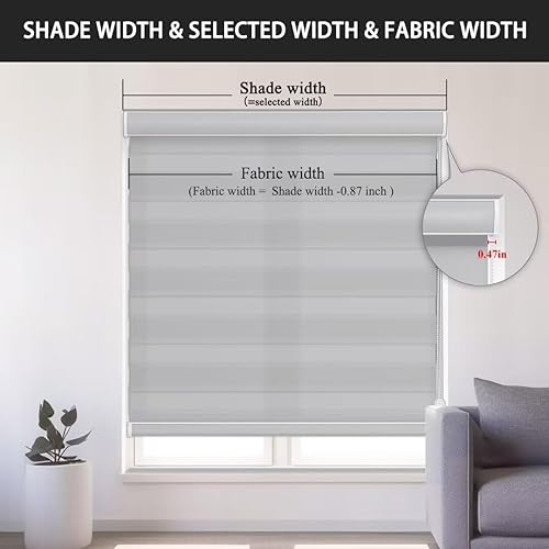 Miniatura 5 de Changshade Persianas Zebra con cordón para ventanas, filtro de luz de puerta corrediza de vidrio, persianas enrollables de doble capa para día y