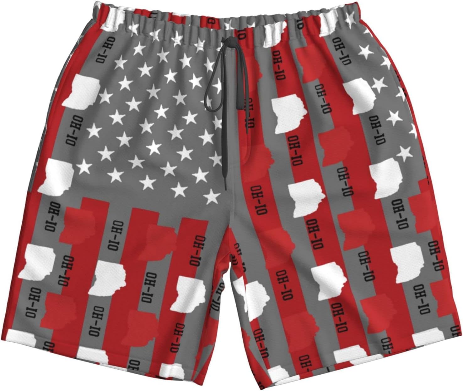 Men's Hawaiian Novelty Oh-Io State Quick Dry with Side Pocket Mesh Lining Swim Trunks - Image 7