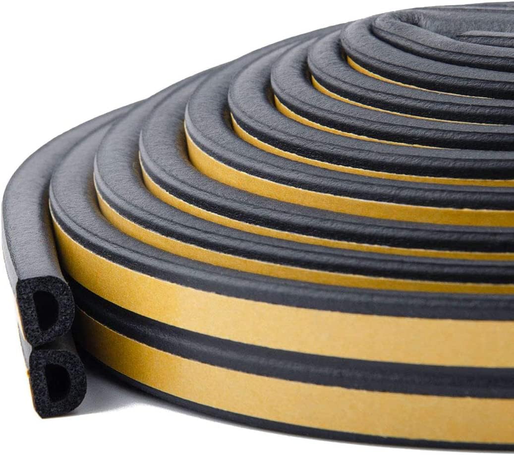 Sealing Tape For Doors, Door Seal, Windows, Self-Adhesive Rubber Foam Seal Strips, Sound Insulation, Weatherstrip Tape, (9 Mm X 6 / 10 M, Black)