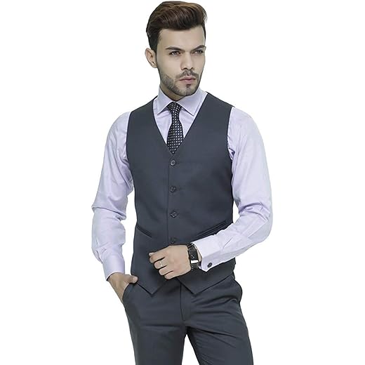 Men Slim Fit Cotton Blend Waistcoat