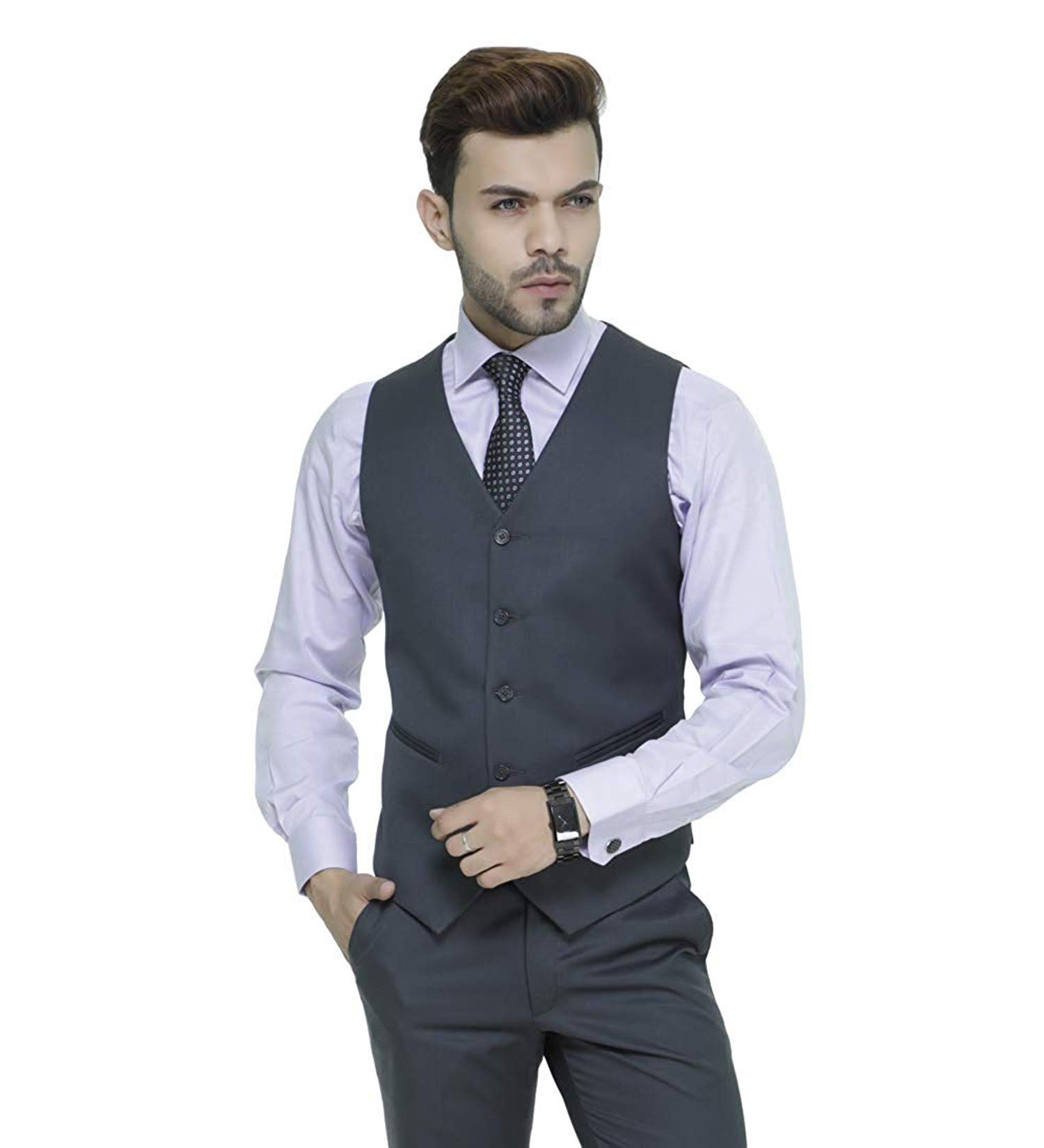 00ra with as logo Men Slim Fit Cotton Blend Waistcoat Half Jacket-picture-40