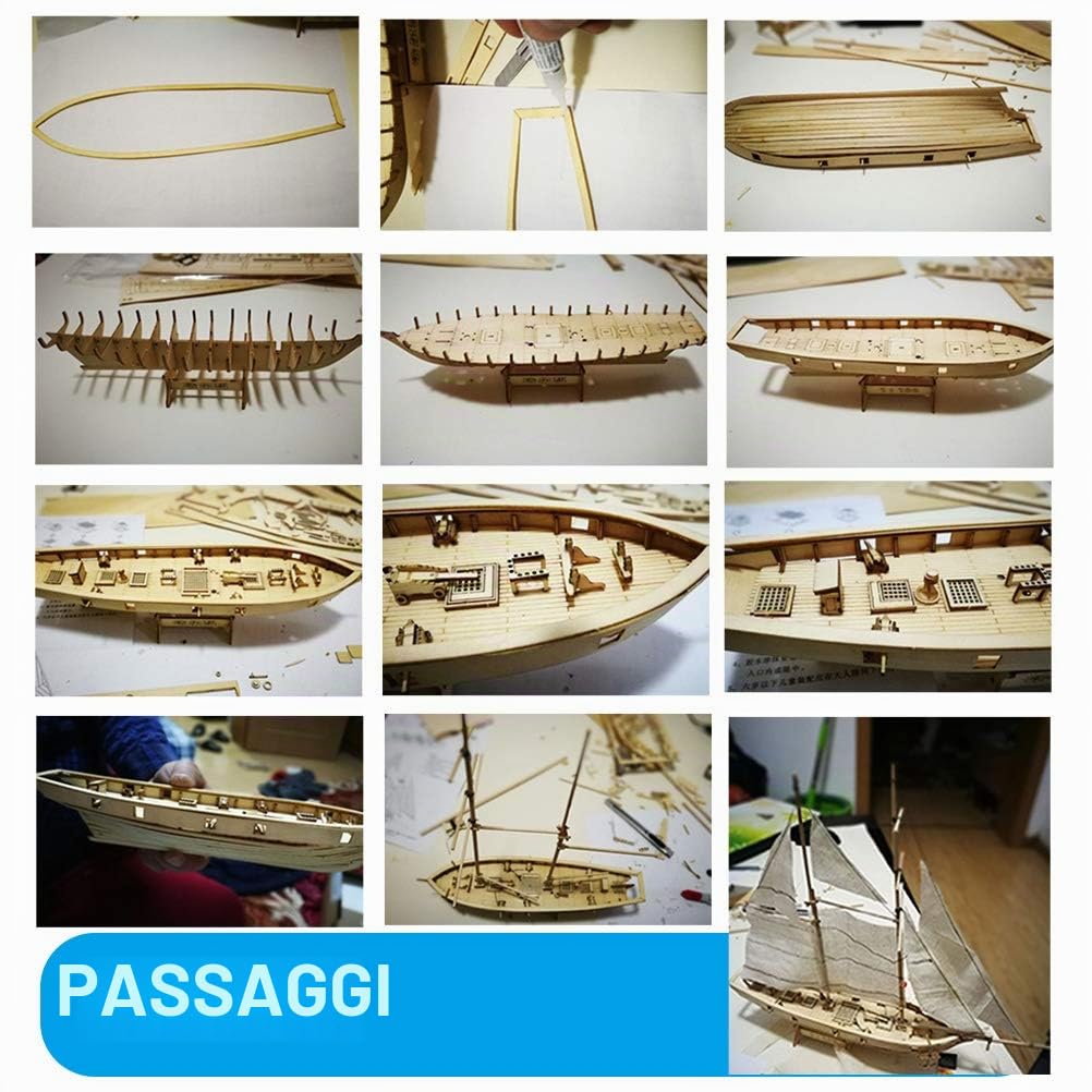 Guanan Modellino di Barca a Vela in Legno - Kit Fai da Te per Costruire Nave, Decorazione - Modello di Legno (400 x 150 x 270 mm)
