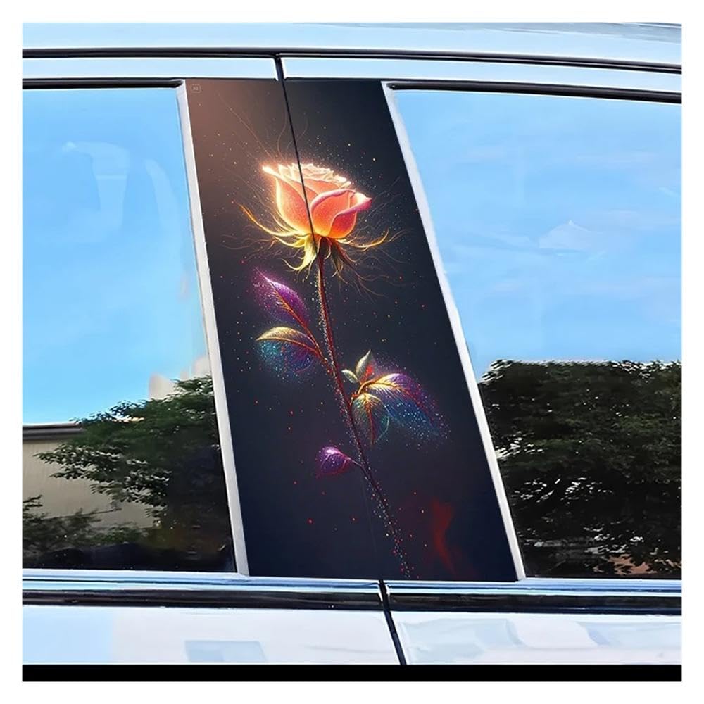 Dabhuoc One Color Car Parts 2Pcs Car B-Pillar Sticker Glowing Rose Scratch Protection