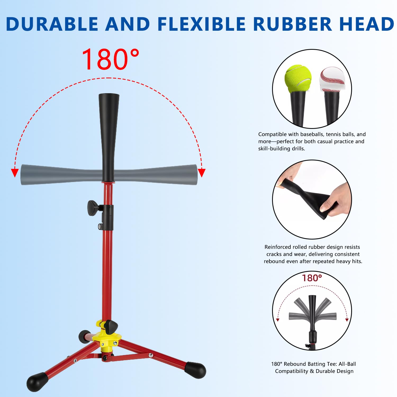 tee de Béisbol Regulable en Altura – Soporte de Golpeo para Entrenamiento de Béisbol – Equipo Deportivo para Prácticas con tee-Ball y Softball – Ideal para Entrenamiento de Adolescentes