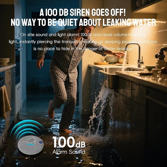 Détecteur de fuites d'eau autonome avec alarme de capteur d'eau 100dB - 3