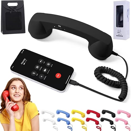Miniatura 1 de Auricular retro para iPhone, teléfono retro Bluetooth, auricular para teléfono celular, Bluetoothtipo Cpuerto de 0.138 in, receptor de teléfono para