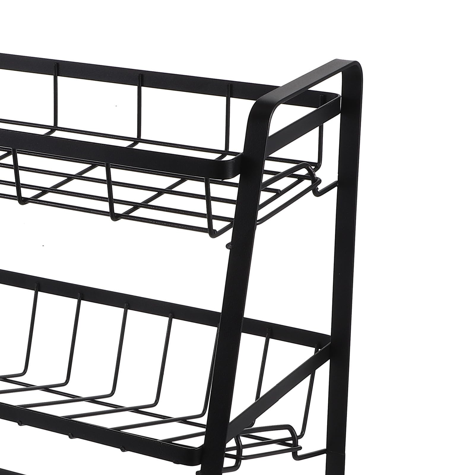 Estante de Cocina Multicapa Negro de Hierro Desmontable para Especias