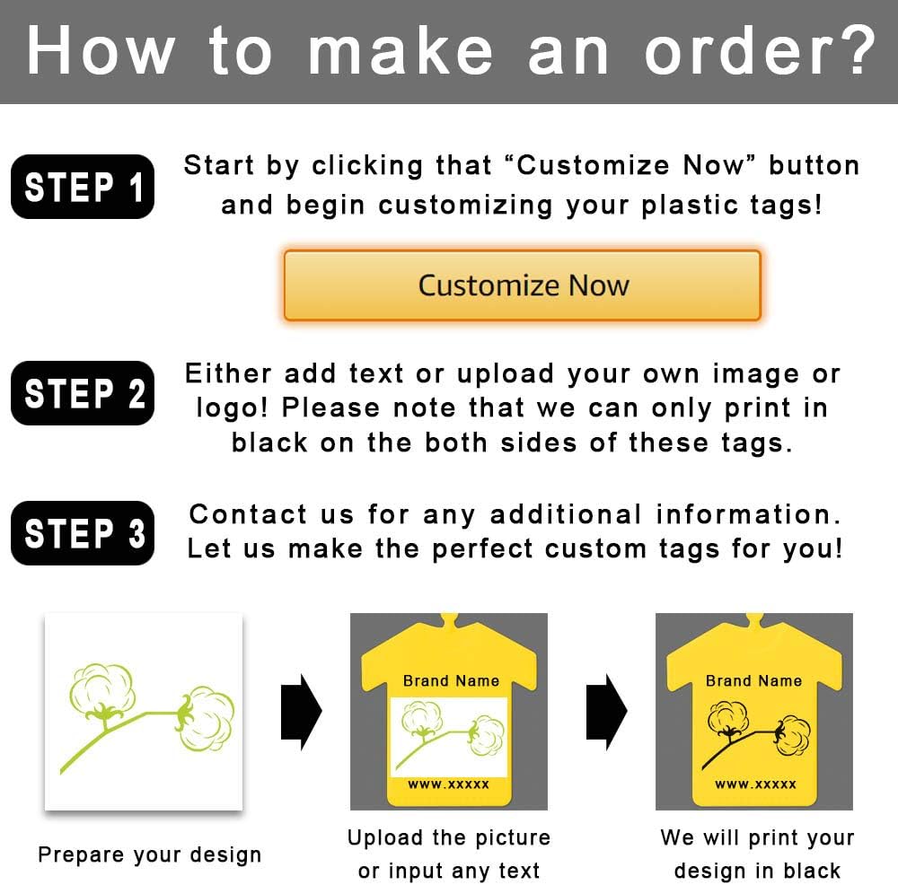 100 Customized T Shirt Shaped Hanging Tags Plastic Clothes Brand Security Labels Tag with String 160mm/6.3"