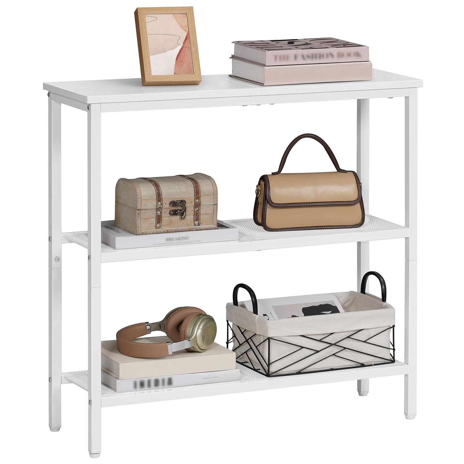 HOOBRO Mesa de Entrada Estrecha, Consola de Entrada, Mesa de Sofá, Mesa Auxiliar, Pasillo, Entrada, Salón, Blanco EWW73XG01
