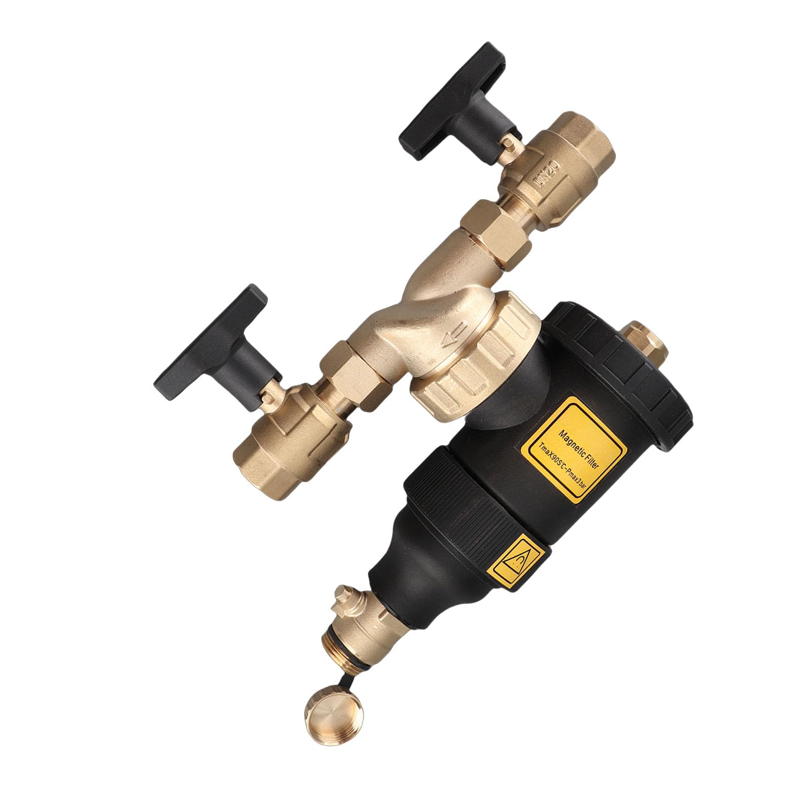Jeffergarden Filtro Magnético de Caldera de Latón de 3/4 de Pulgada Montado en la Pared con Filtración de 5 μm para de Enfriamiento de Calefacción Equipo HVAC Filtro Magnético Duradero de Latón con