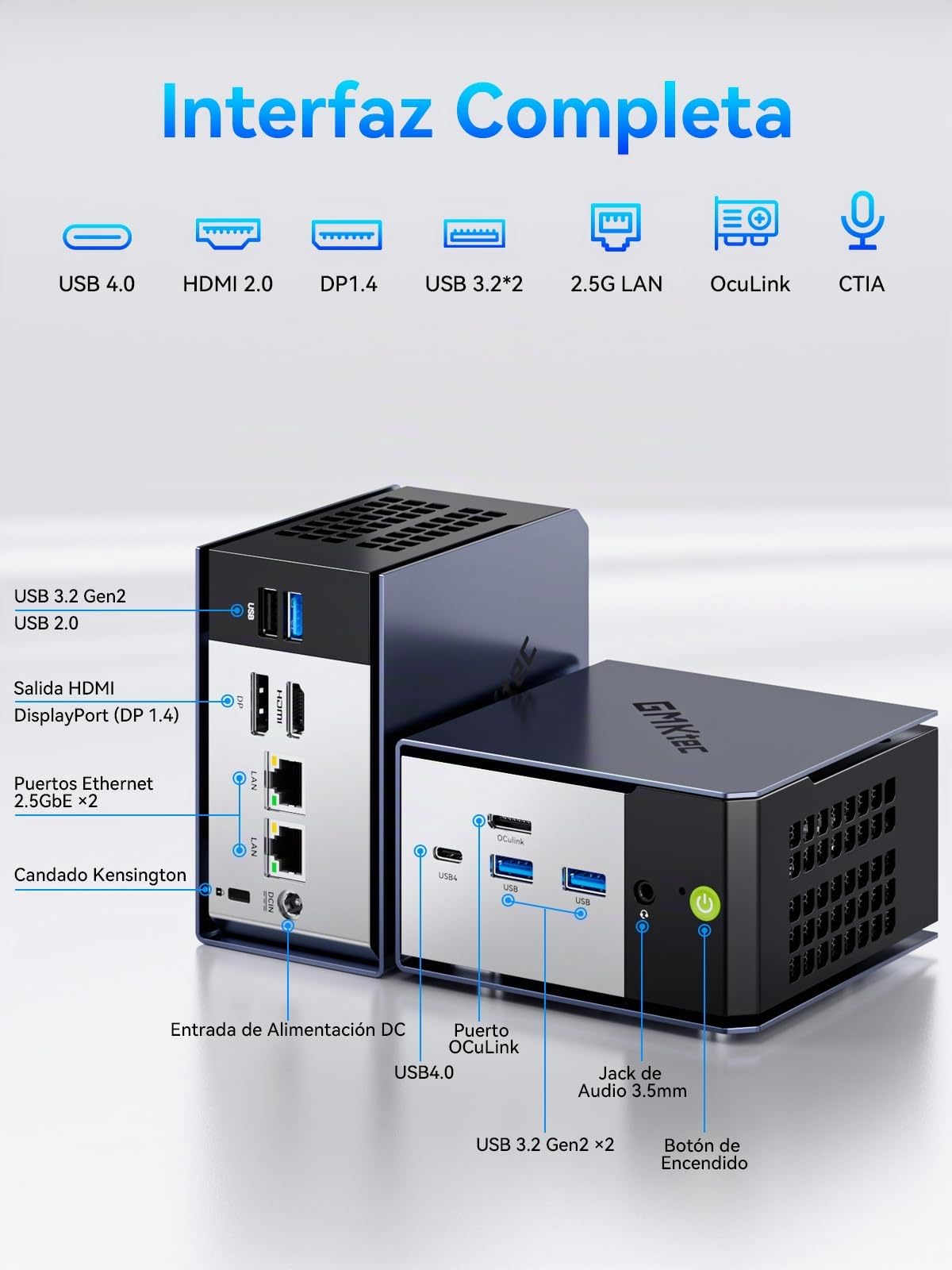 GMKtec Mini PC K16 AMD Ryzen 7 7735HS (8C/16T, hasta 4,75 GHz), Micro PC con 32 GB DDR5 6400, SSD PCIe 3.0 de 512 GB, Doble LAN 2,5G, OCuLink, Triple Pantalla 4K (HDMI + DP + Type-C), AMD Radeon 680M
