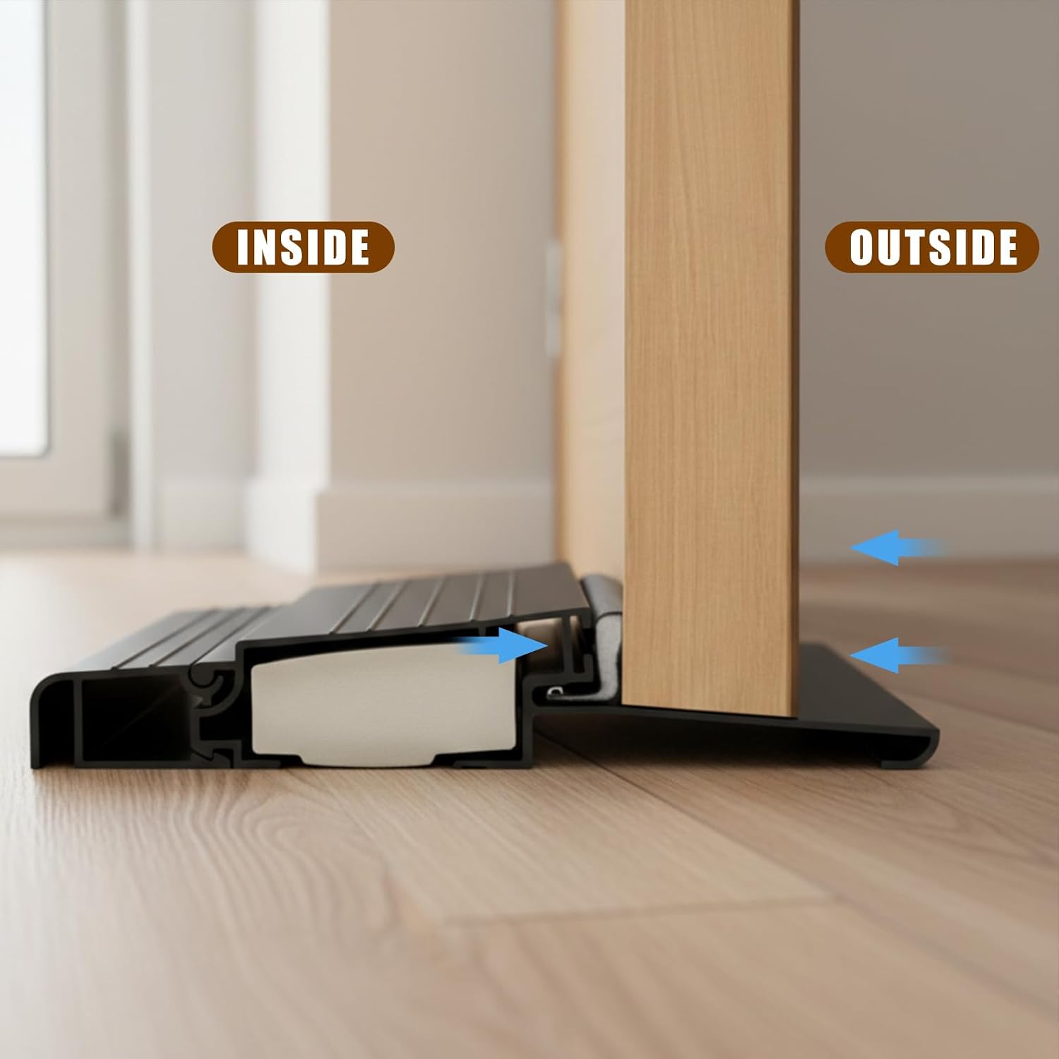Blulu 36" Aluminum Exterior Door Threshold 5 5/8" Outdoor Swing Threshold Heavy Duty Adjustable Aluminum Door Sill Pan for Weatherproof & Easy Install for Residential/Commercial Use, Black (1 Pcs)