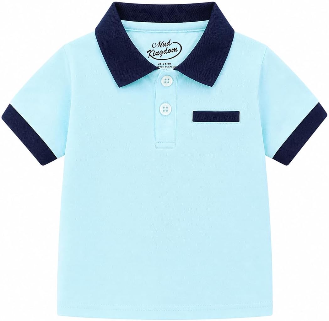 Mud Kingdom Boys Polo Shirt Short Sleeve School Uniform Pique Polo Summer