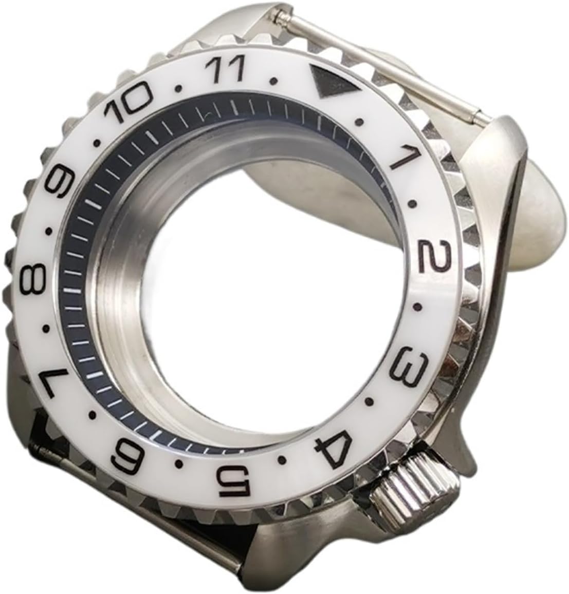 42mm Silver SKX007 Watch Case with Dome Sapphire Glass for NH35 NH36 4R 6R 7S Movement - Transparent Back Cover Parts