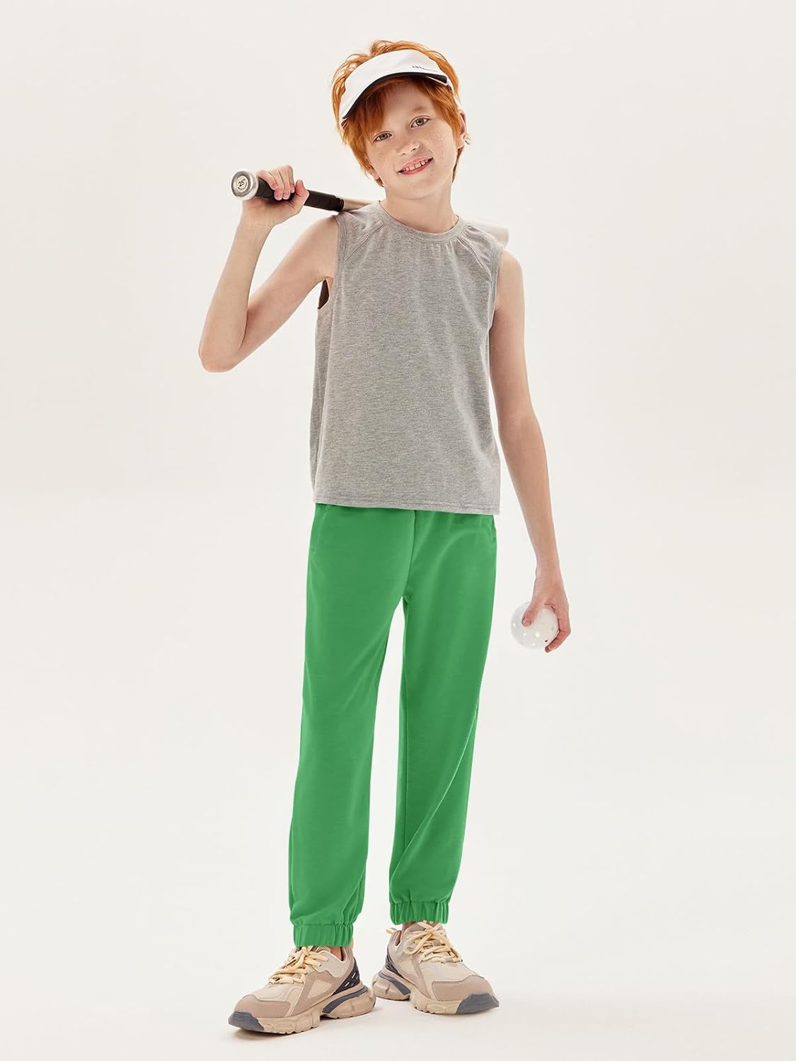 Haloumoning Boys Athletic Sweatpants Basic Elastic Waist Joggers Active Pants with Pockets 5-14 Years - Image 5