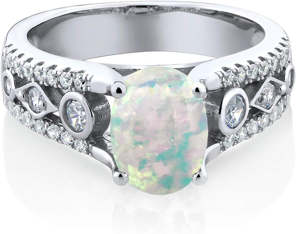 Gem Stone King 1-3 Ct Oval Gemstone Birthstone Engagement Ring for Women | 925 Silver | Oval 8X6MM | Milgrain and Filigree Detail | Wedding Anniversary Jewelry | Size 5-9 - Image 2