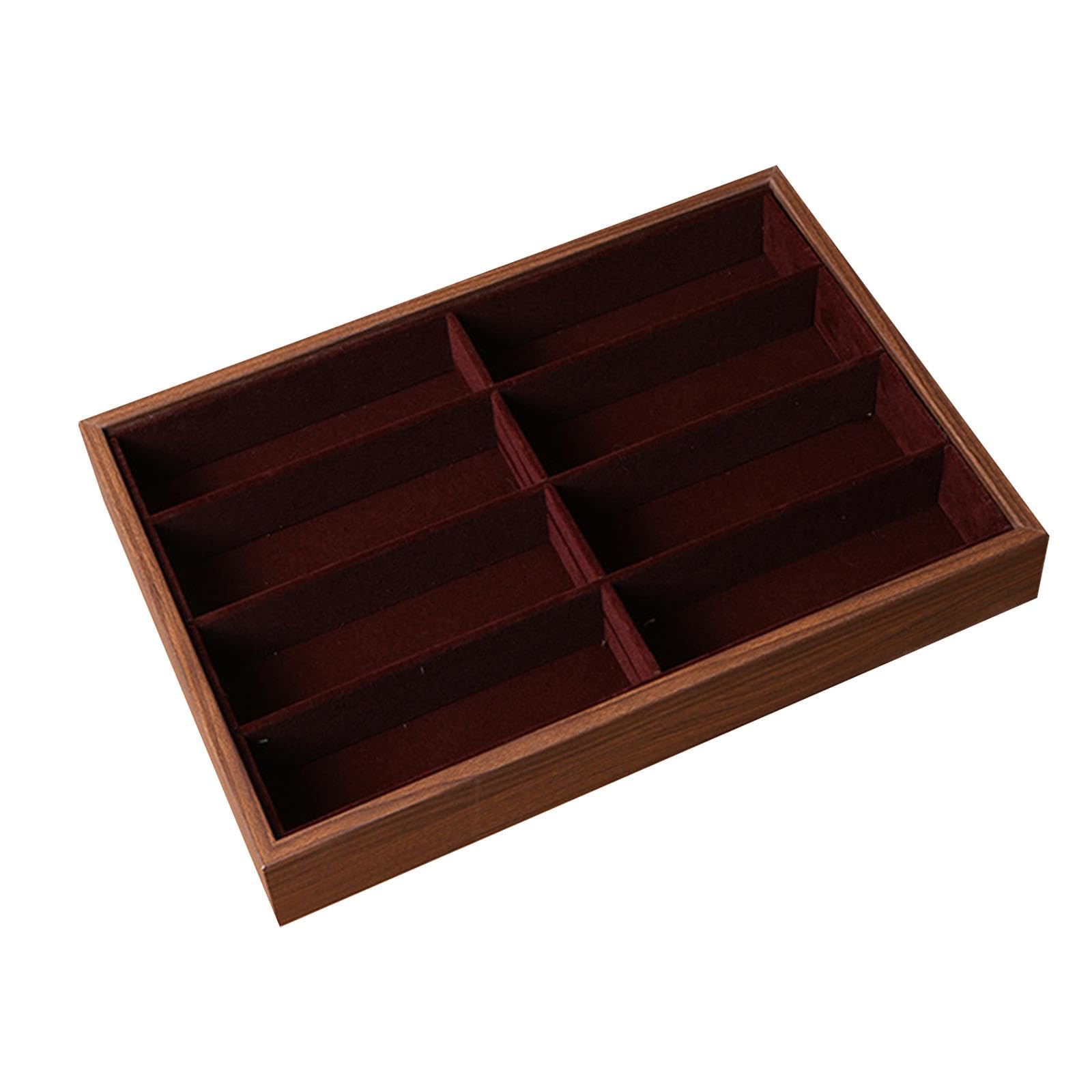 Étui de Rangement pour Lunettes de Soleil, Présentoir pour Lunettes de Soleil, Pouvant Contenir Plusieurs Paires de Lunettes, Bijoux Multi-usages, Mon, Noyer Sans Couvercle