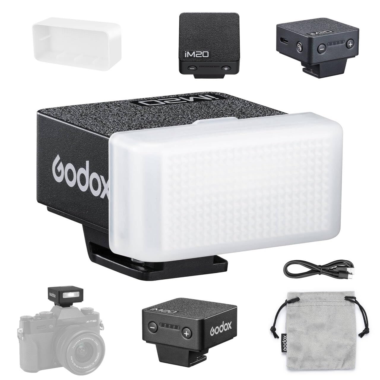 Godox iM20 Mini Flash Speedlite per Fotocamera 470 mAh Tipo-C 440 flash 3s Riciclo 5 Livelli Potenza per Sony ZVE10 ZV1 A7III Ricoh GR3 Fujifilm F1
