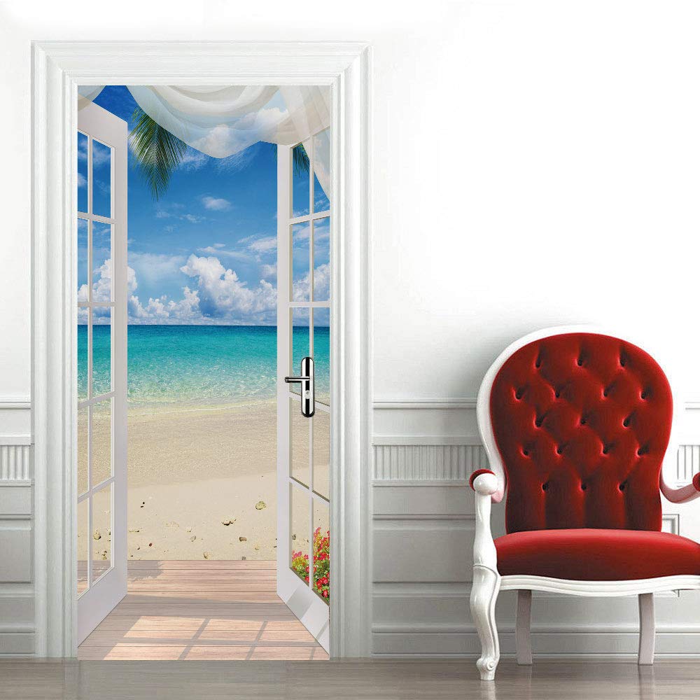 Sticker porte trompe l'oeil pour une ambiance bord de mer