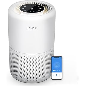 LEVOIT Air Purifiers for Home Bedroom, HEPA Sleep Mode, AHAM VERIFIDE, Smart WiFi for Home Large Room, Quiet Cleaner for Pet Hair, Allergies, Dust, Smoke, Pollon, Alexa Control, Core300S-P, White