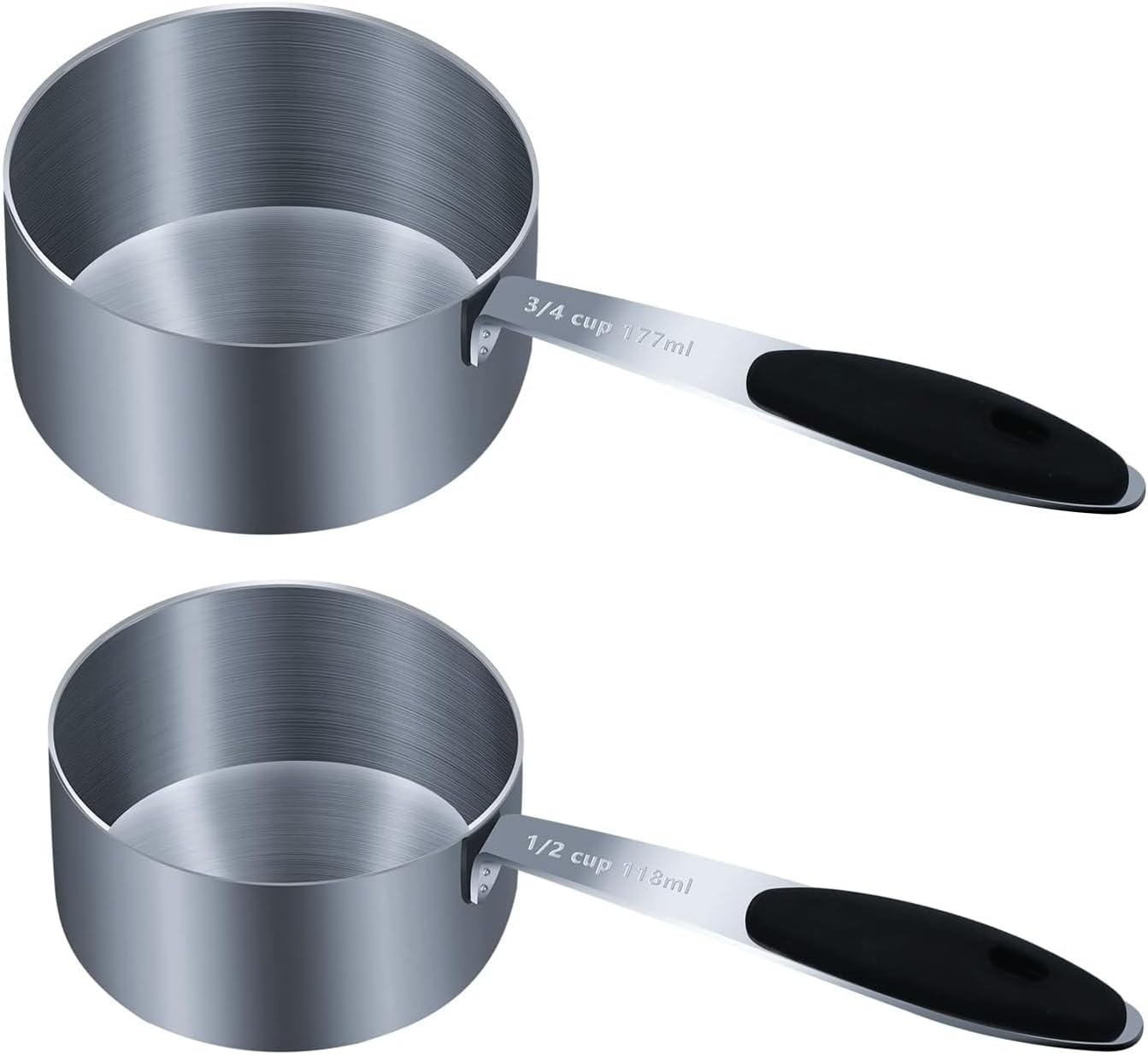 LEIFENY 1PCS 3/4CUP & 1PCS 1/2CUP Stainless Steel Measuring Cup Bundle