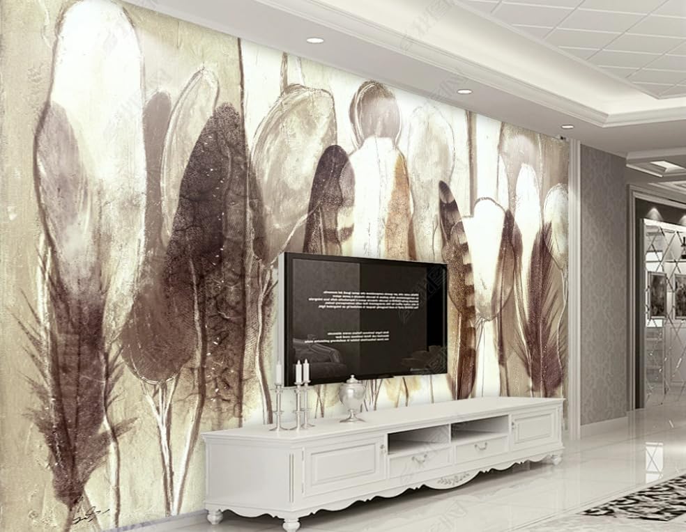 Papier peint intissé plume d'encre fresque murale géante pour salon 250x175 cm
