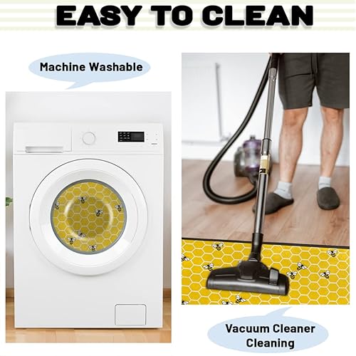 Miniatura 5 de Honeycomb Bee - Tapete de cocina acolchado antifatiga, tapete de cocina antideslizante con abeja de abeja amarilla animal, tapete de cocina lavable