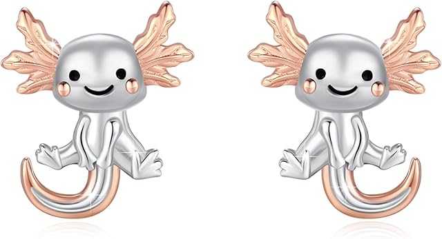 PERZAT Axolotl Octopus Duck Panda Frog Fox Bunny Giraffe Horse Turtle Ladybug Shark Moth Stud Earrings 925 Sterling Silver Animal Earrings Hypoallergenic Animal Jewelry Gifts for Women Girls