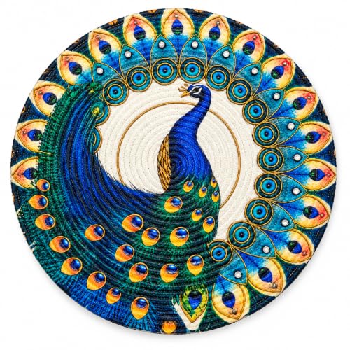 Image of Cotton Printed Round Table Mat (38x38 cm) - Pack of 1 (Single PCS) (Multi 11)