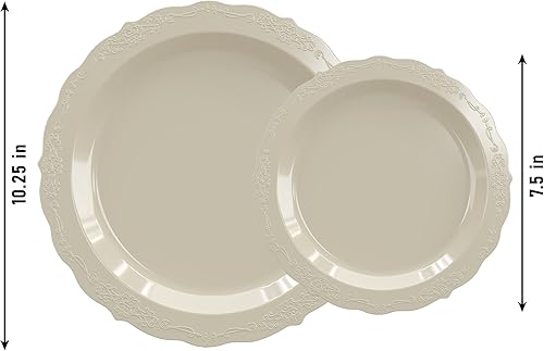 Miniatura 6 de Exquisite Platos de plástico victorianos, 80 platos desechables de plástico para fiestas para 40 invitados, platos de postre de 40 x 7.5 pulgadas y