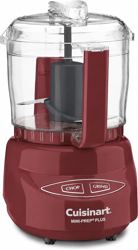 Procesador de alimentos Cuisinart Mini-Prep Plus, mini procesador de alimentos de 24 onzas para picar hierbas, verduras y queso duro, tazón de trabajo de 24 onzas, hoja reversible de acero inoxidable, DLC-2ARE, rojo polvoriento