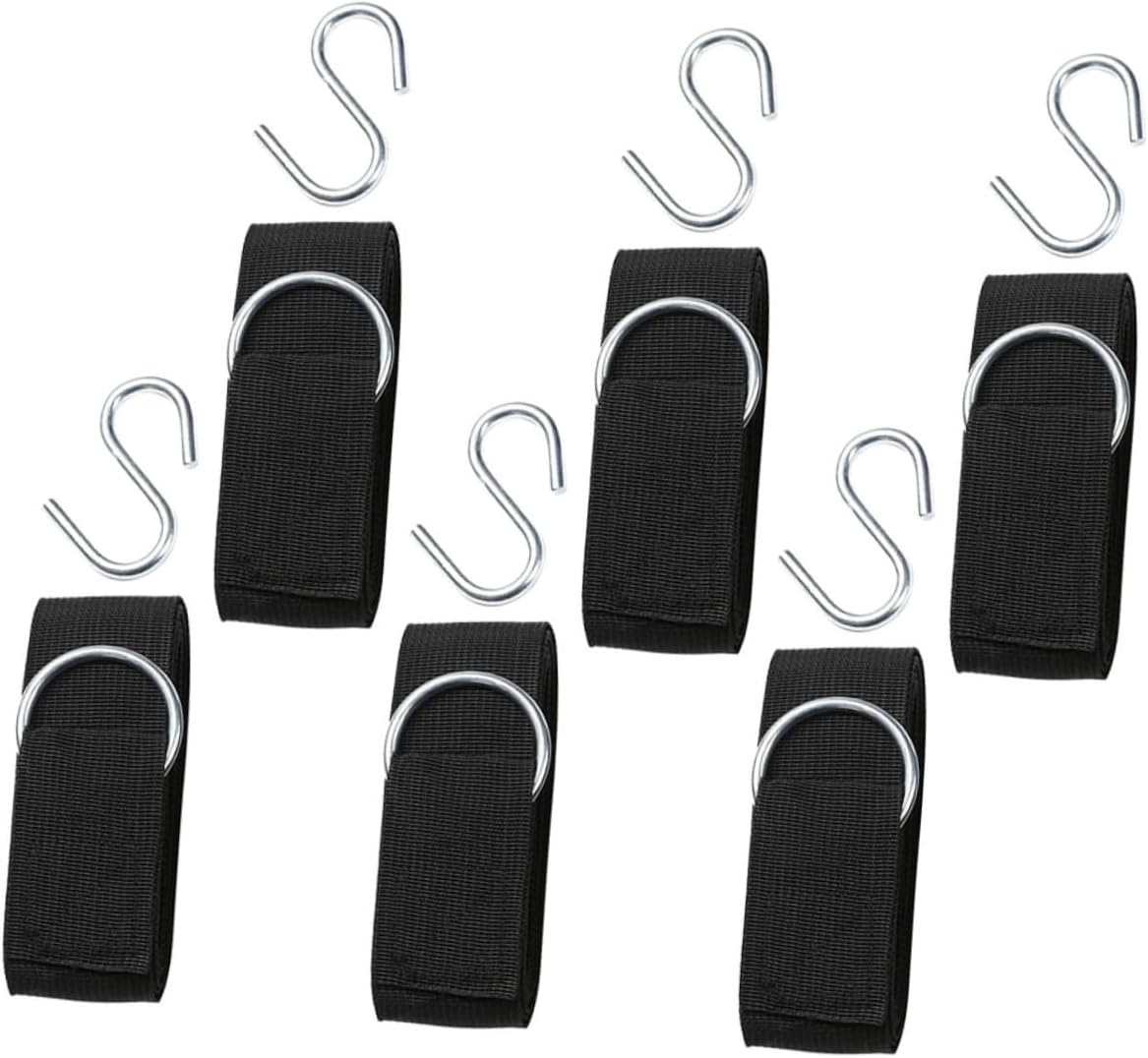 6pcs Adjustable Nylon Hammock Tree Straps Swing Hanging Kit with S-Hooks Reinforced Ropes for Outdoor Camping Backyard Patio Use