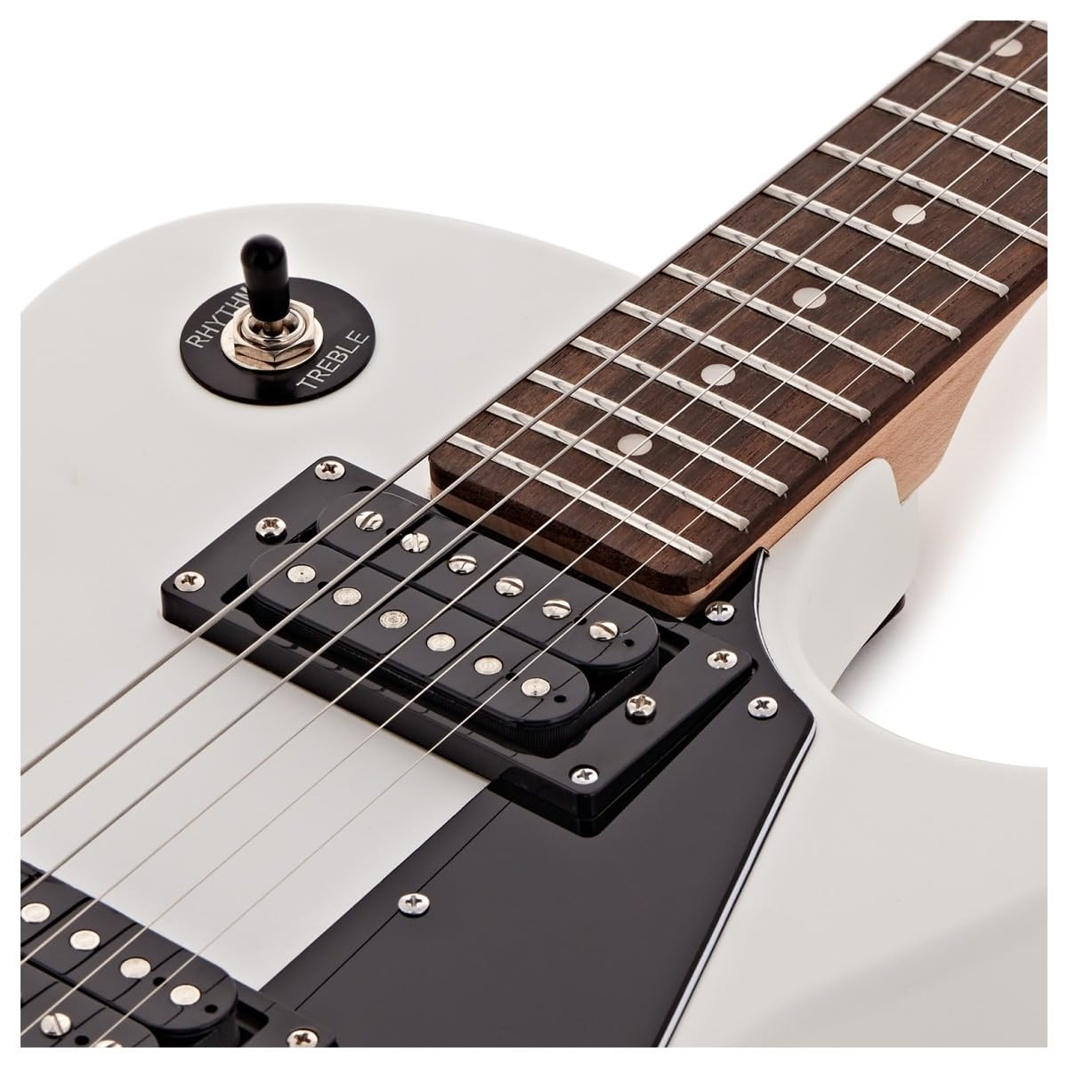 Chitarra Elettrica New Jersey Bianca, Ampli 10W e Accessori | Tutto ciò che Serve a un Chitarrista in Erba, Ampli Portatile con EQ 2 Bande e Uscita Cuffie, Manico Comodo, Accessori