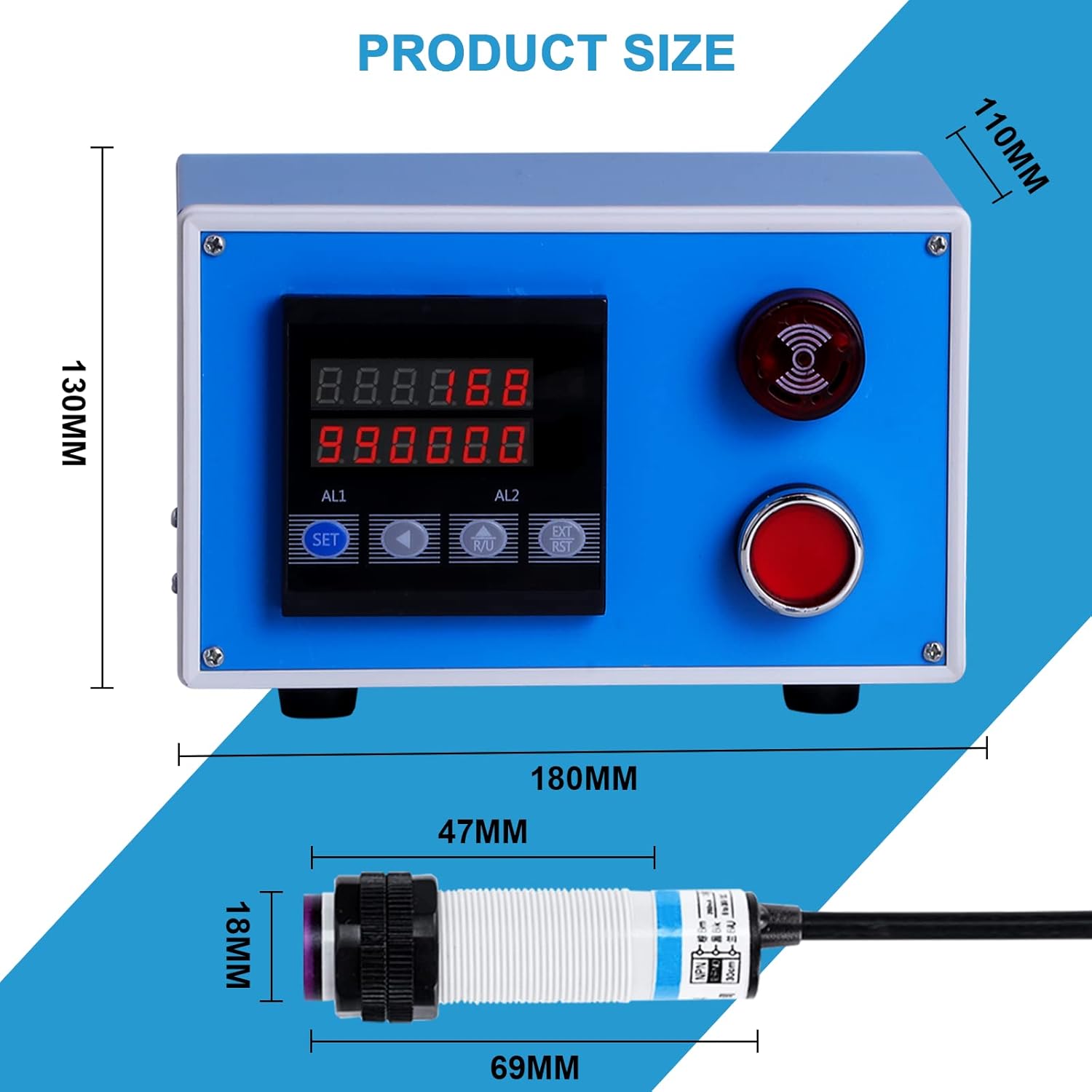 JIAWANSHUN Digital Counter LED Digital Counter Display Count to 999999 Conveyor Counter People Visitor Counter with Infrared Sensor Sensing Distance 2.62ft for Production Line Factory
