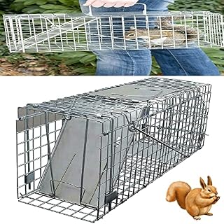 Humane Mouse Traps Indoor for Home, Heavy Duty Squirrel Trap Large Cage Trap for Live Animals, Squirrel, Raccoon, Galvanised Mesh Live-Catch Trap, Easy Installation and Use, 24