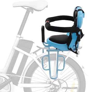 Child Bike Seat, Rear Frame Mounted Bike Seats with Seat Cushion, Rear Child Bike Seat Attachment, Locking Mechanism, Footrest, for Ages 6 Months to 6 Years Old