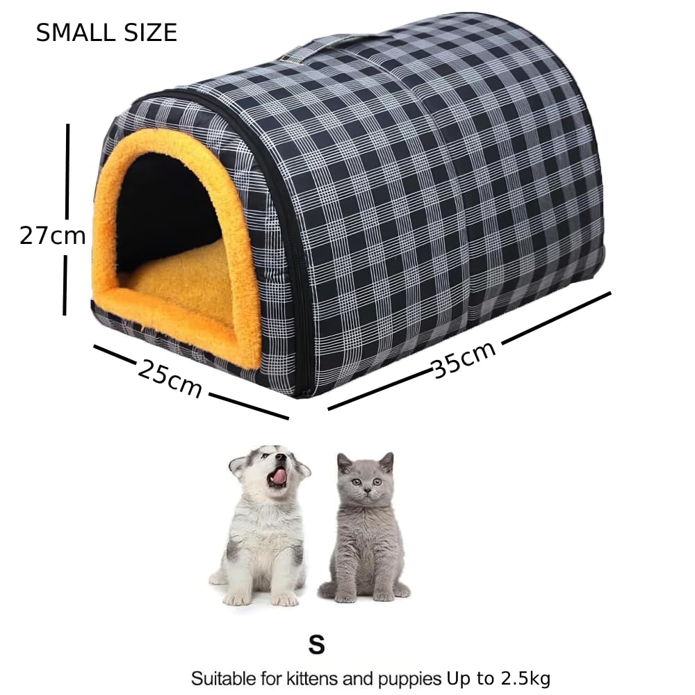 Cat Bed 2-in-1 Convertible Grey Pet Bed for Cats & Small Dogs Water Resistant Fabric Soft Plush Cushion - Image 4