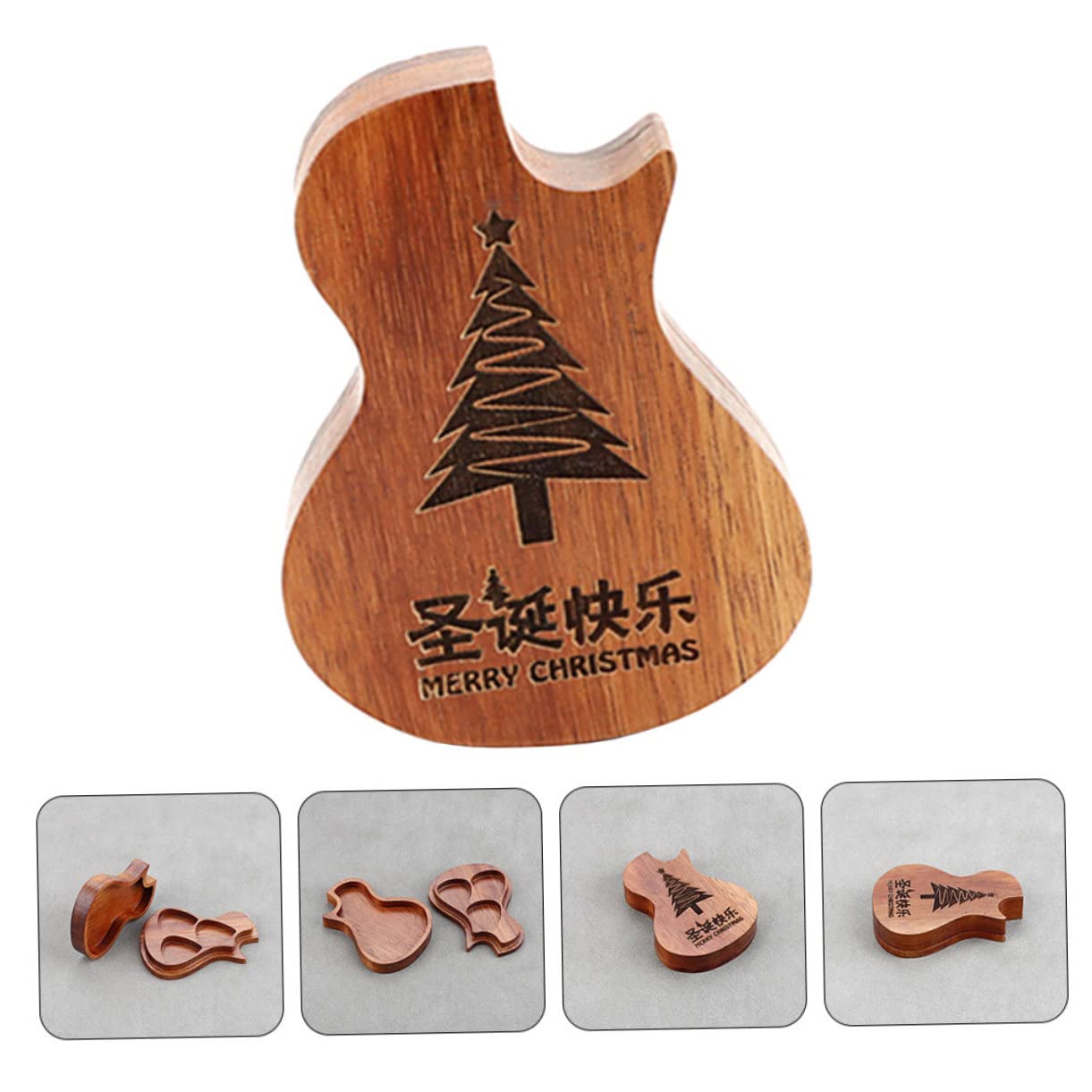 BESTonZON 2st Pick-Box Ukulele-Pick-Halter Gitarren-Pick-Organizer Plektrum Behälter Für Gitarrenplektren Halter Für Gitarrenpickel Behälter Für Gitarrenteile Gitarrenpicks Holz