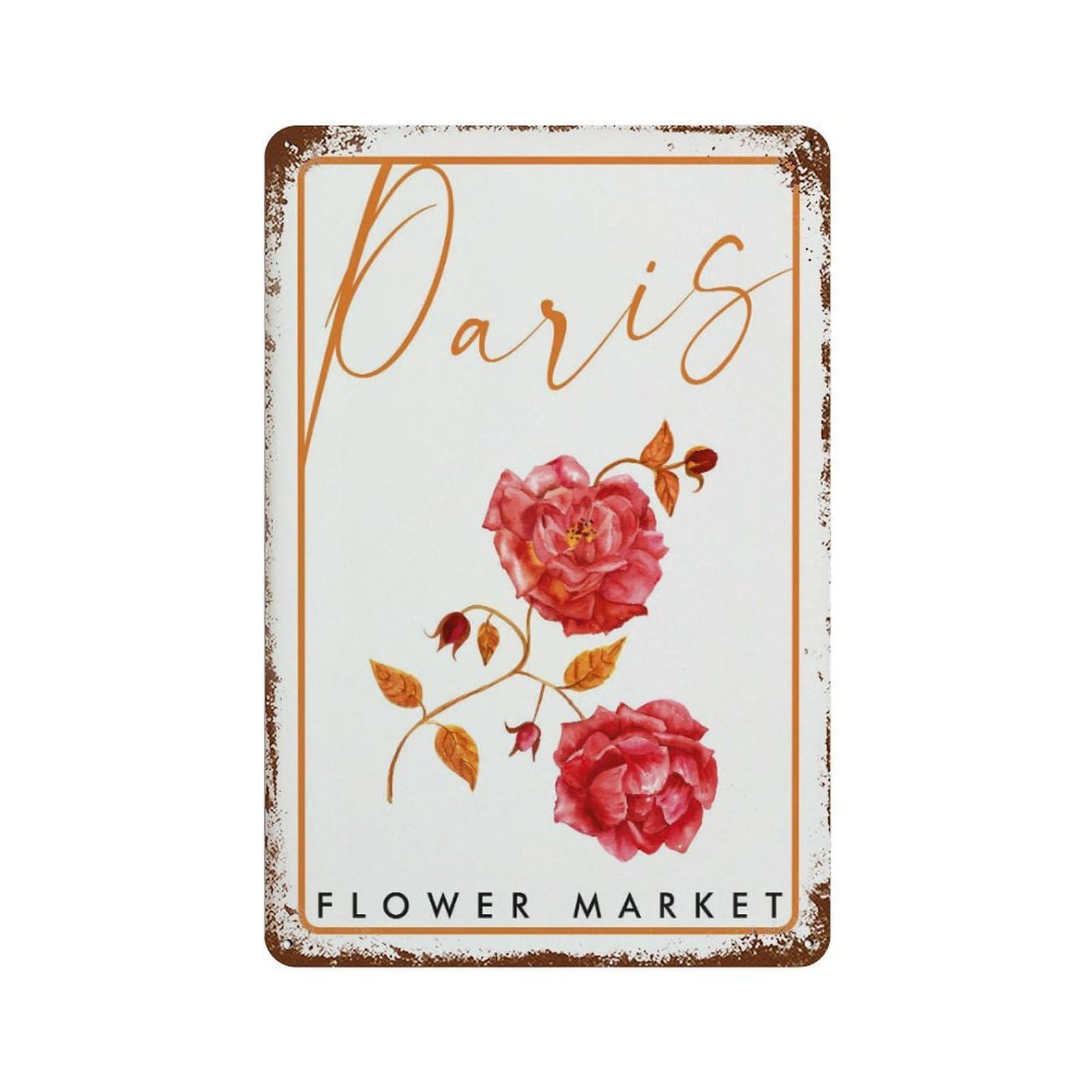 xiaoxiaoshen Flower Market Paris, Vintage Floral Florist Gift, Spring Decor Wall Decor Art Metal Tin Poster Modern Home Decor Art Home Bar Shop Decorations Vintage Sign 30x20cm