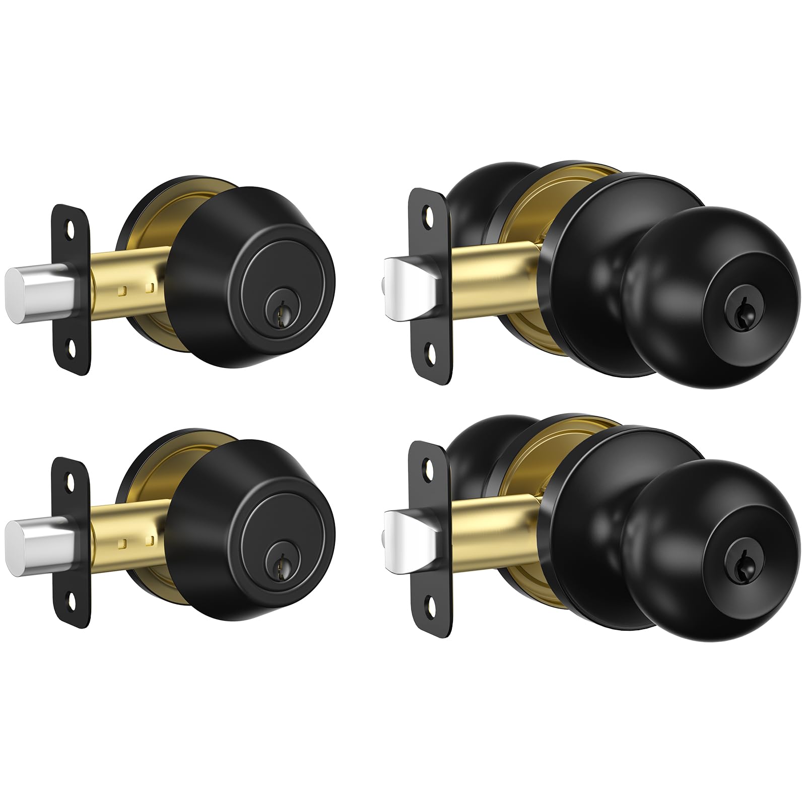 Estmoon 3-Pack Keyed Alike Door Locks - Matte Black -10