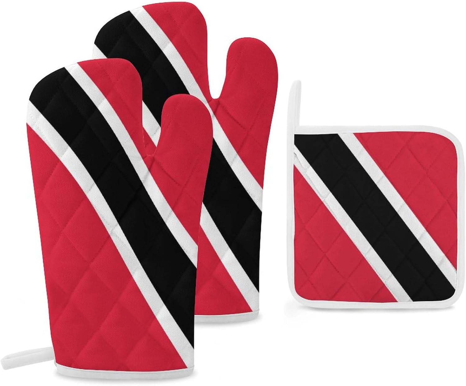 Trinidad and Tobago Flag Print Oven Mitts and Pot Holders 3 Piece Sets Heat Resistant Gloves Hot Pads Potholders for Kitchen Baking Cooking