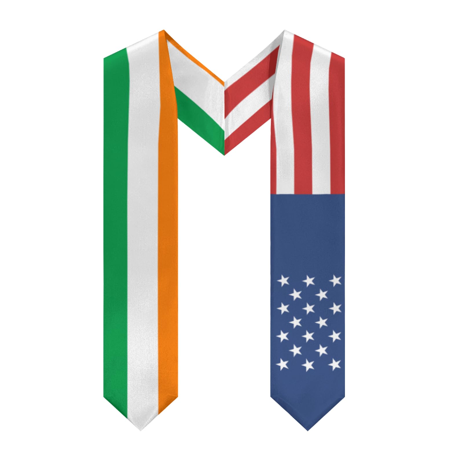 America Ireland Irish Flag Graduation Stole Sash Shawl for Men Women Thickened V-Neck Scarf Double-sided for International Students Teachers Study Aboard Graduate Gift 72 inches Unisex