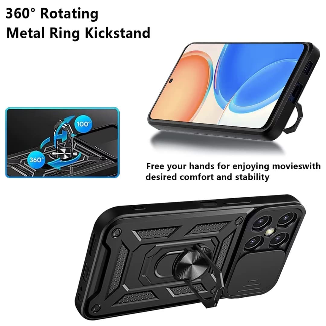 Cover Armor Per Honor X6 / X8 5G – Custodia TPU+PC Antiurto Con Anello Supporto Scorrevole – Blu - 3
