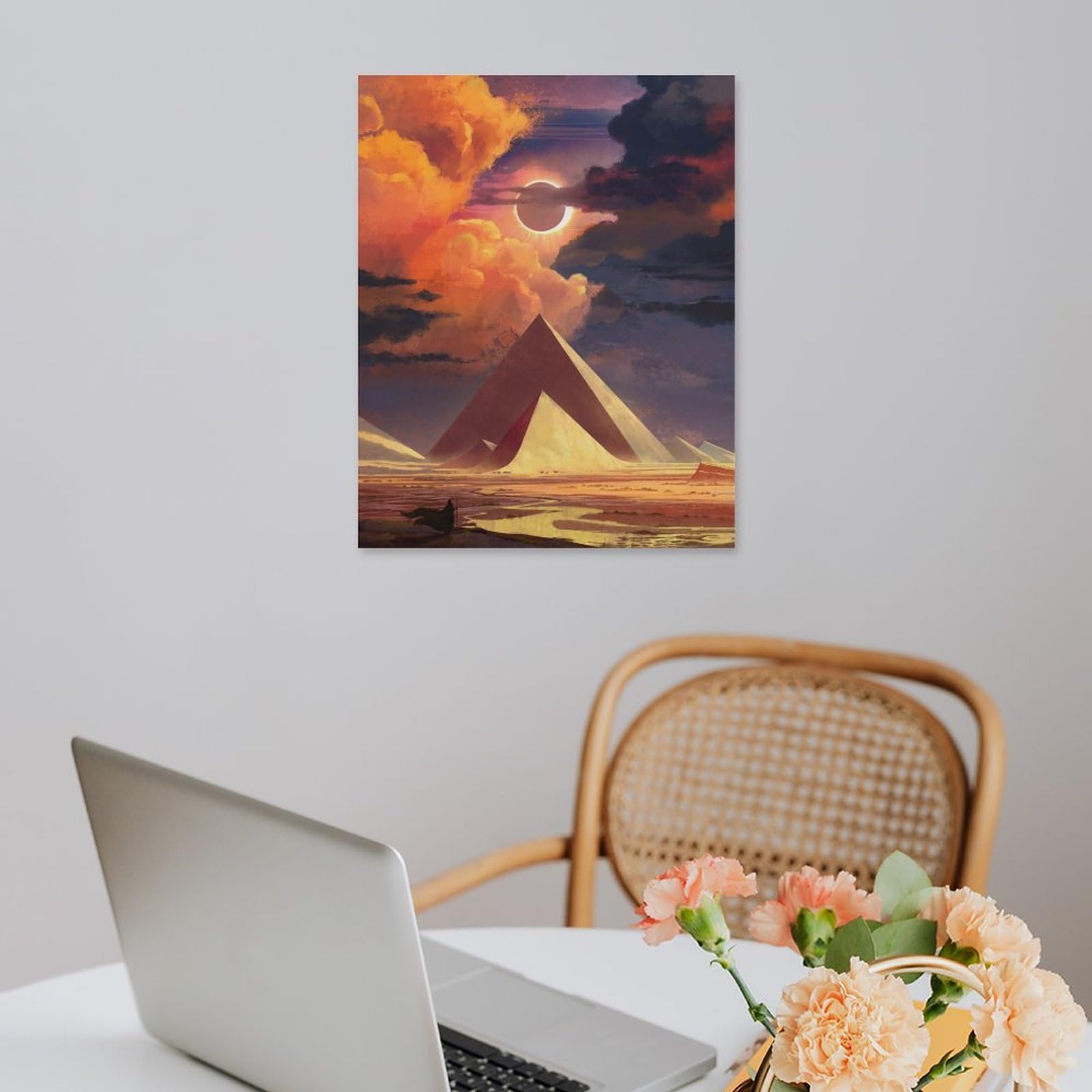 Amazon.co.jp: 絵画 日食下のエジプトのピラミッドインテリア 絵画
